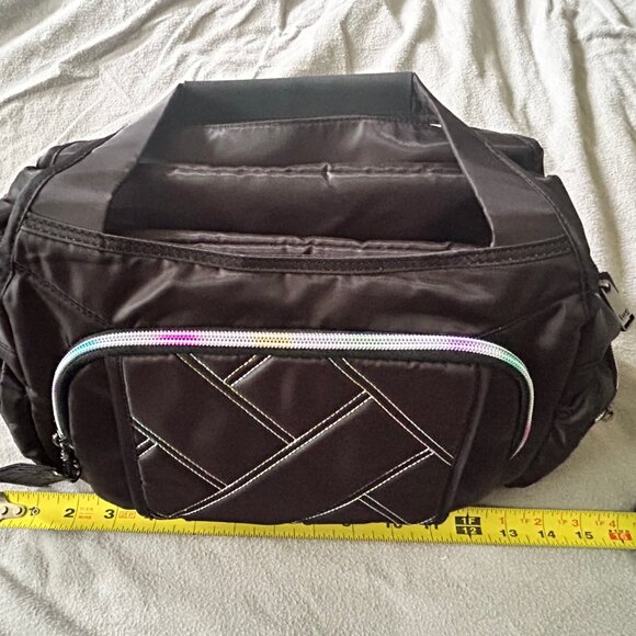 Lug Rumble Satchel with Crossbody Strap Black with Rainbow Stitching - Picture 8 of 13